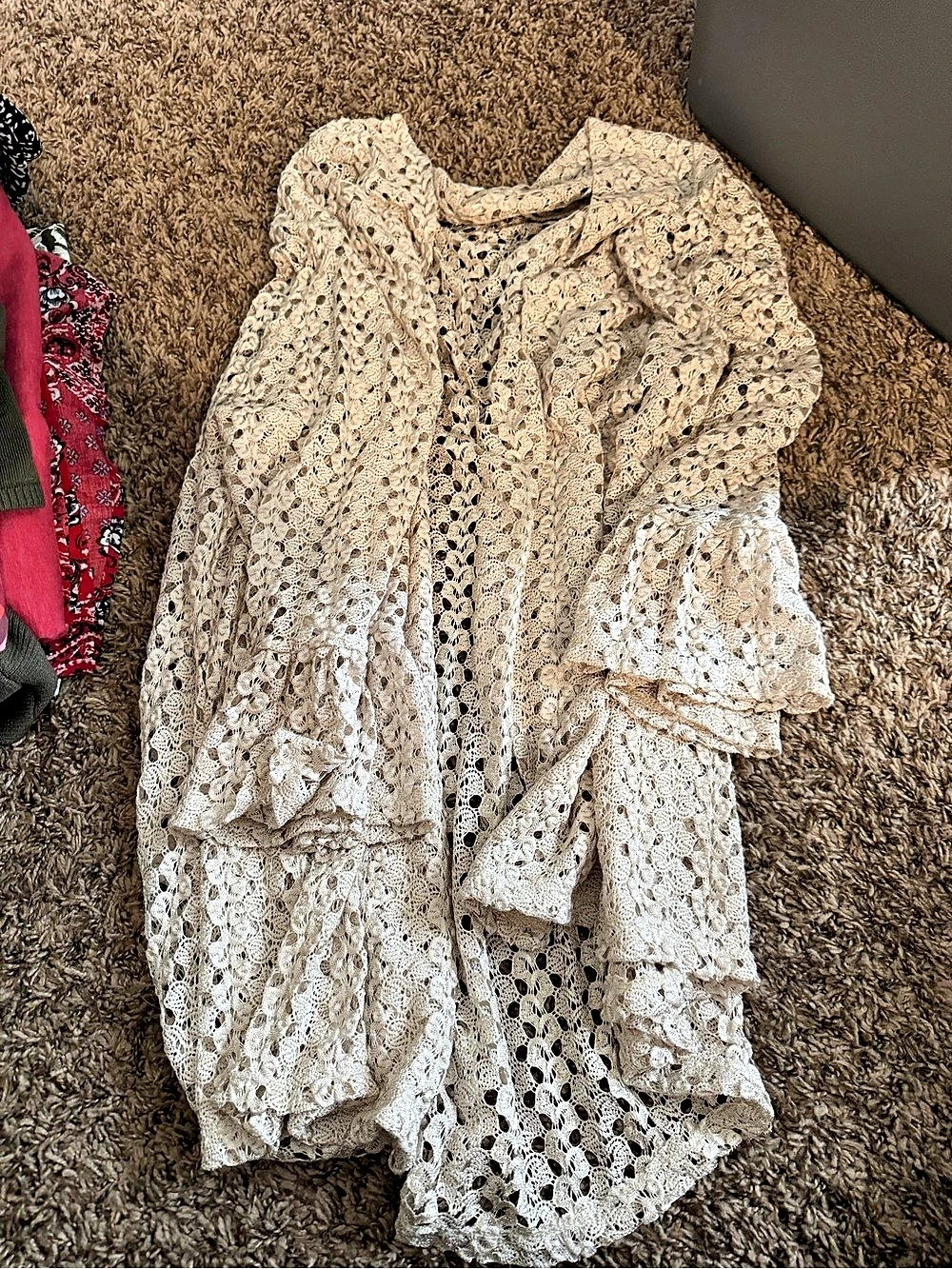 olivia blu Floral Lace cardigan Cream Size 2X Like New